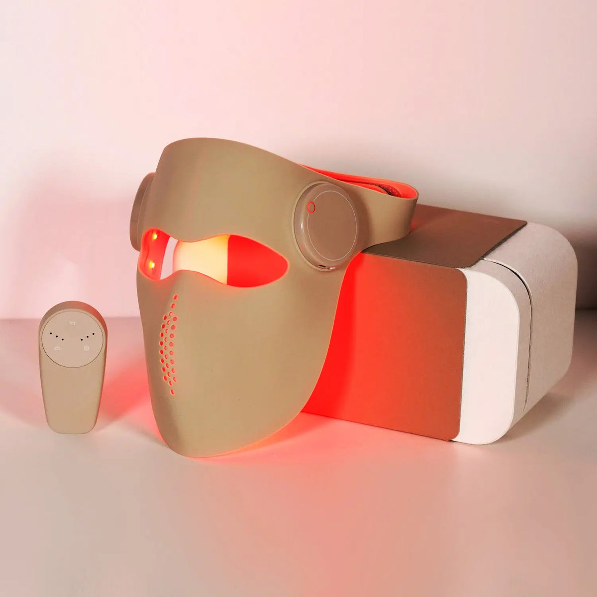 Dermfix FreeGlow cordless red light LED face mask with remote controller